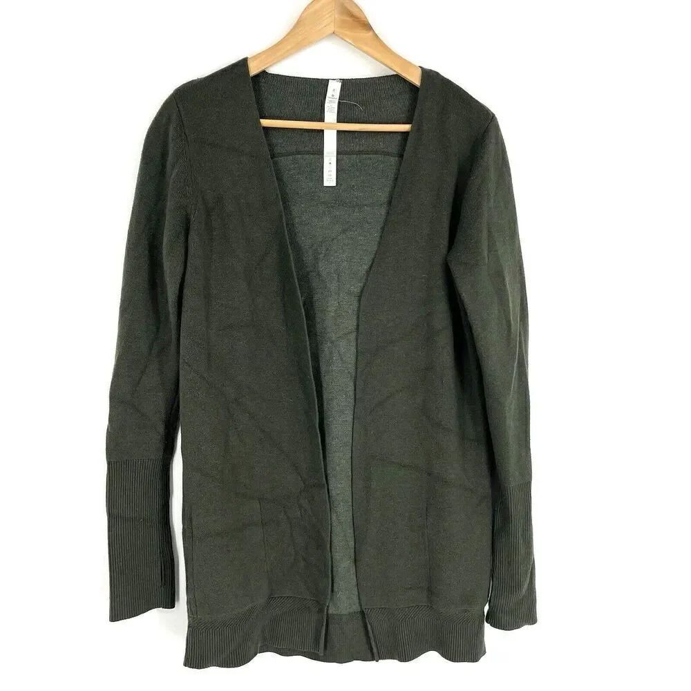Lululemon Sweater Size 4 Womens Green City Street Cardigan Cashmere Blend Knit